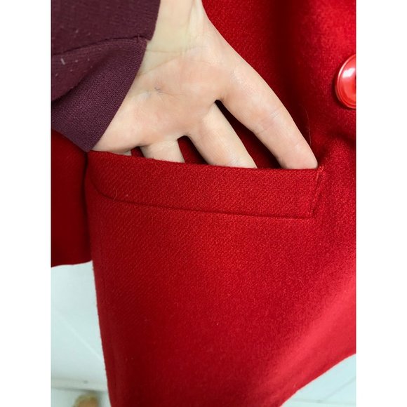 Andre' Barreau women's blazer Button Front Collared Red 100% Pure Wool Size 4 - Picture 11 of 14